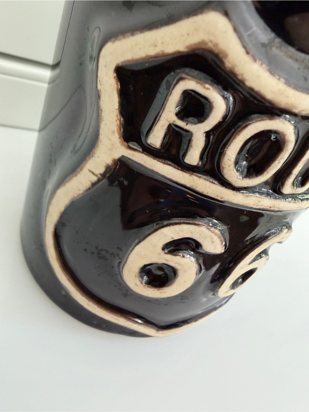 Route 66 Coffee Mug stoneware black Shield Logo 12 oz Vintage 90s - Picture 3 of 8